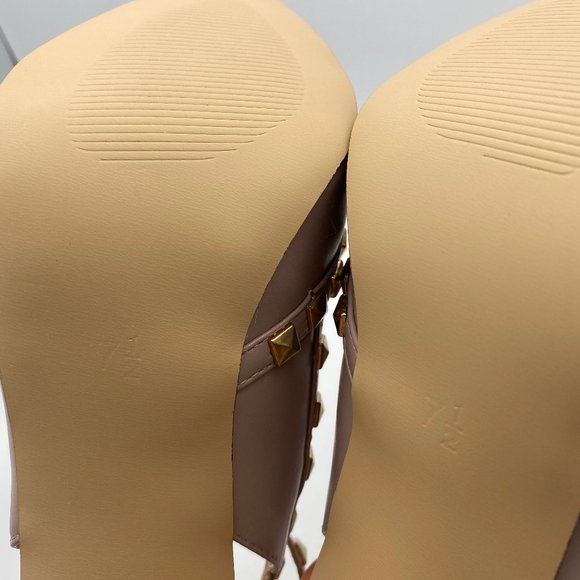 FSJ Nude Studs Shoes Slingback T Strap Stiletto - Picture 8 of 9